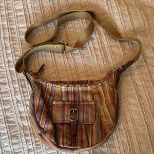 Vintage Fossil Striped Canvas Crossbody Bag in Multicolor